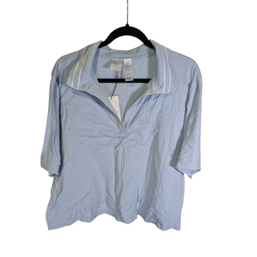 CALIA Blue/Green Women's Large Short Sleeve Golf Polo Shirt